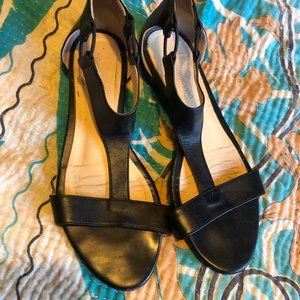 black leather sandals rarely worn